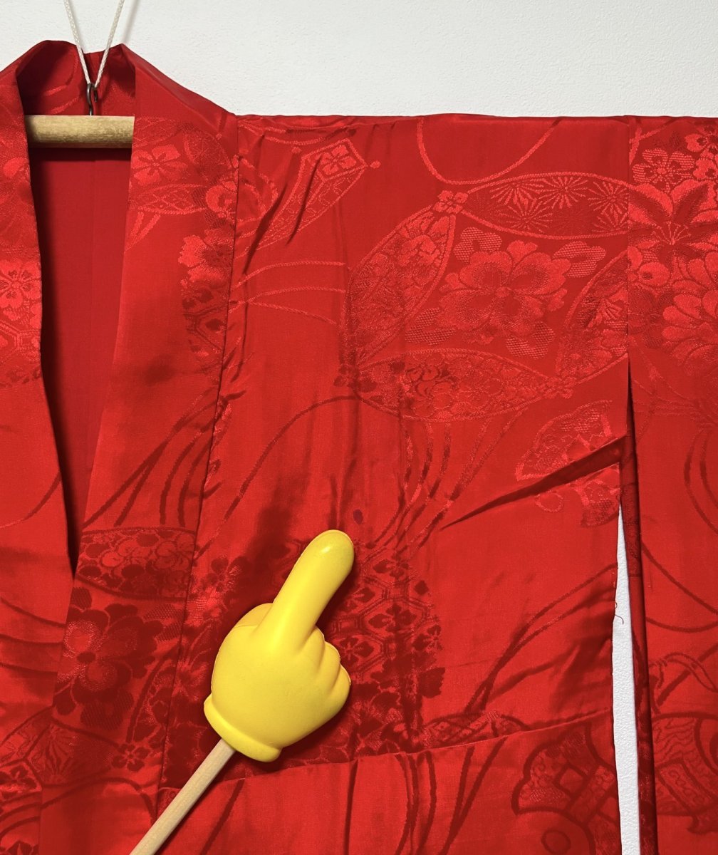 画像11: 正絹 / アンティーク 振袖用長襦袢 / 花薬玉 / 宝尽くし / 綸子 (11)