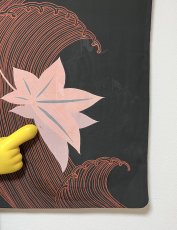 画像15: 正絹 / アンティーク 長羽織 / 大波にもみじ / 染め / 帆船の地紋 (15)