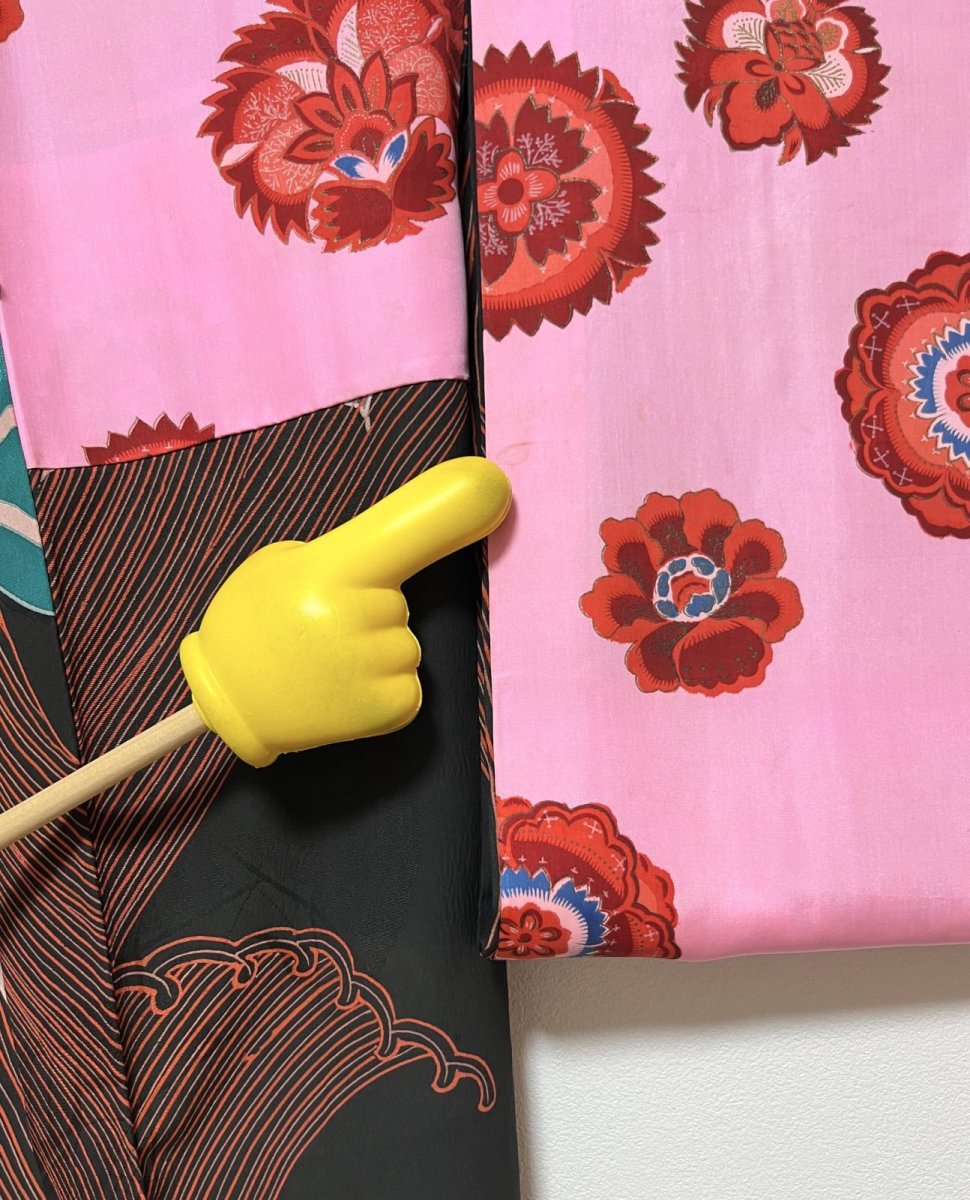 画像13: 正絹 / アンティーク 長羽織 / 大波にもみじ / 染め / 帆船の地紋 (13)