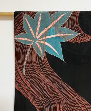 画像8: 正絹 / アンティーク 長羽織 / 大波にもみじ / 染め / 帆船の地紋 (8)