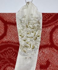 画像8: 正絹 / アンティーク 振袖用長襦袢 / 絞り / 扇面 / 唐草 / 刺繍襟付き / 広衿 (8)