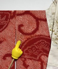 画像12: 正絹 / アンティーク 振袖用長襦袢 / 絞り / 扇面 / 唐草 / 刺繍襟付き / 広衿 (12)