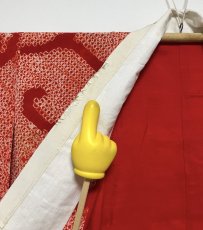 画像11: 正絹 / アンティーク 振袖用長襦袢 / 絞り / 扇面 / 唐草 / 刺繍襟付き / 広衿 (11)