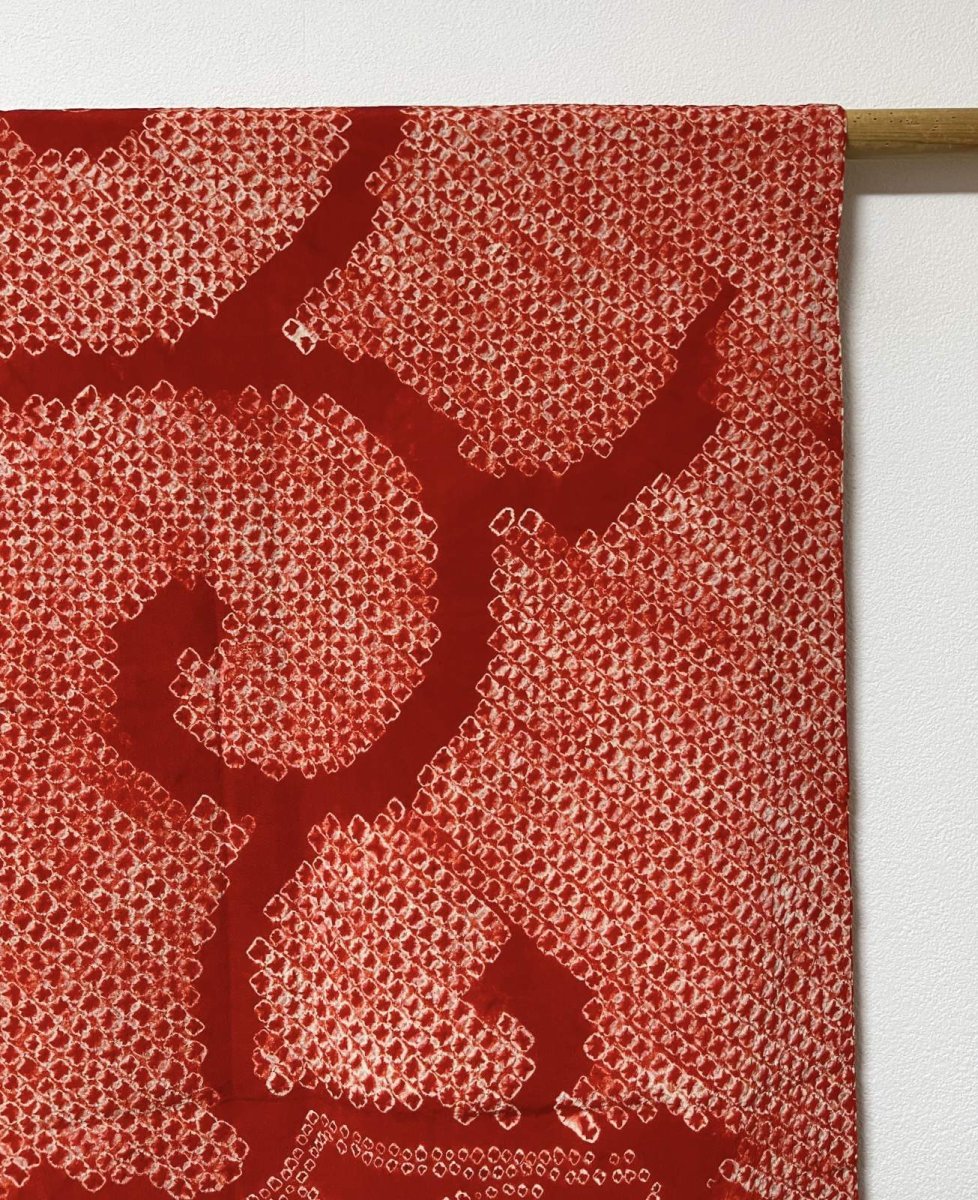 画像5: 正絹 / アンティーク 振袖用長襦袢 / 絞り / 扇面 / 唐草 / 刺繍襟付き / 広衿 (5)