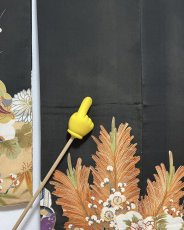 画像13: 正絹 / アンティーク 婚礼黒引き振袖 / 松竹梅 / 御所車 / 扇面 / 広衿 (13)