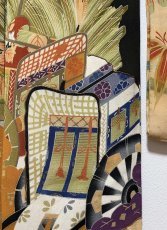 画像10: 正絹 / アンティーク 婚礼黒引き振袖 / 松竹梅 / 御所車 / 扇面 / 広衿 (10)