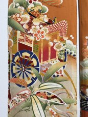 画像12: 正絹 / アンティーク 振袖 / 松竹梅 / 御所車 / 観世水 / 橙茶色 (12)
