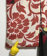 画像14: 正絹 / アンティーク 長羽織 / 笹の葉 / うずまきの地紋  (14)