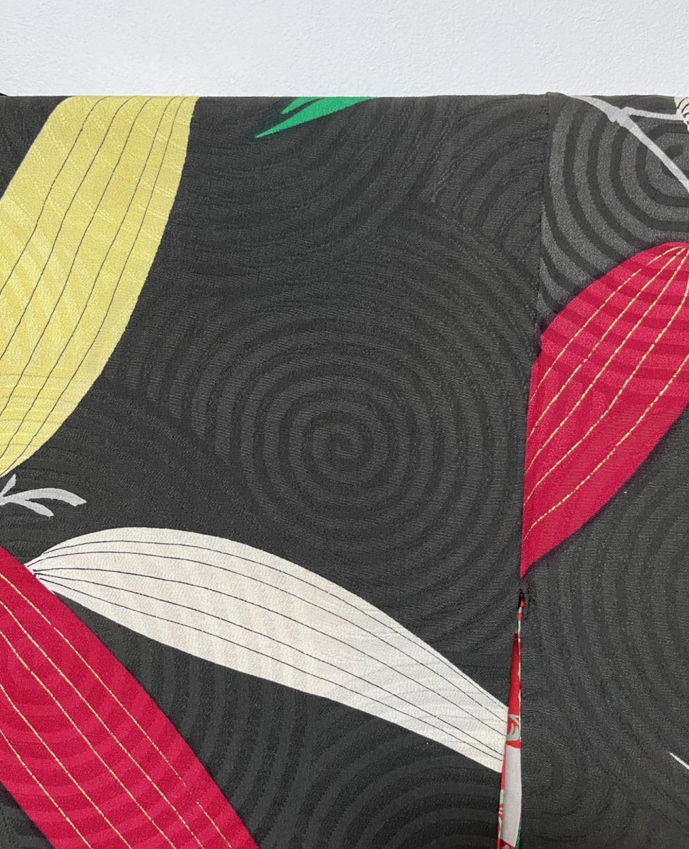 画像7: 正絹 / アンティーク 長羽織 / 笹の葉 / うずまきの地紋  (7)