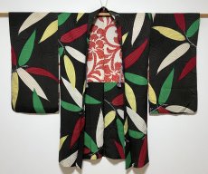 画像2: 正絹 / アンティーク 長羽織 / 笹の葉 / うずまきの地紋  (2)