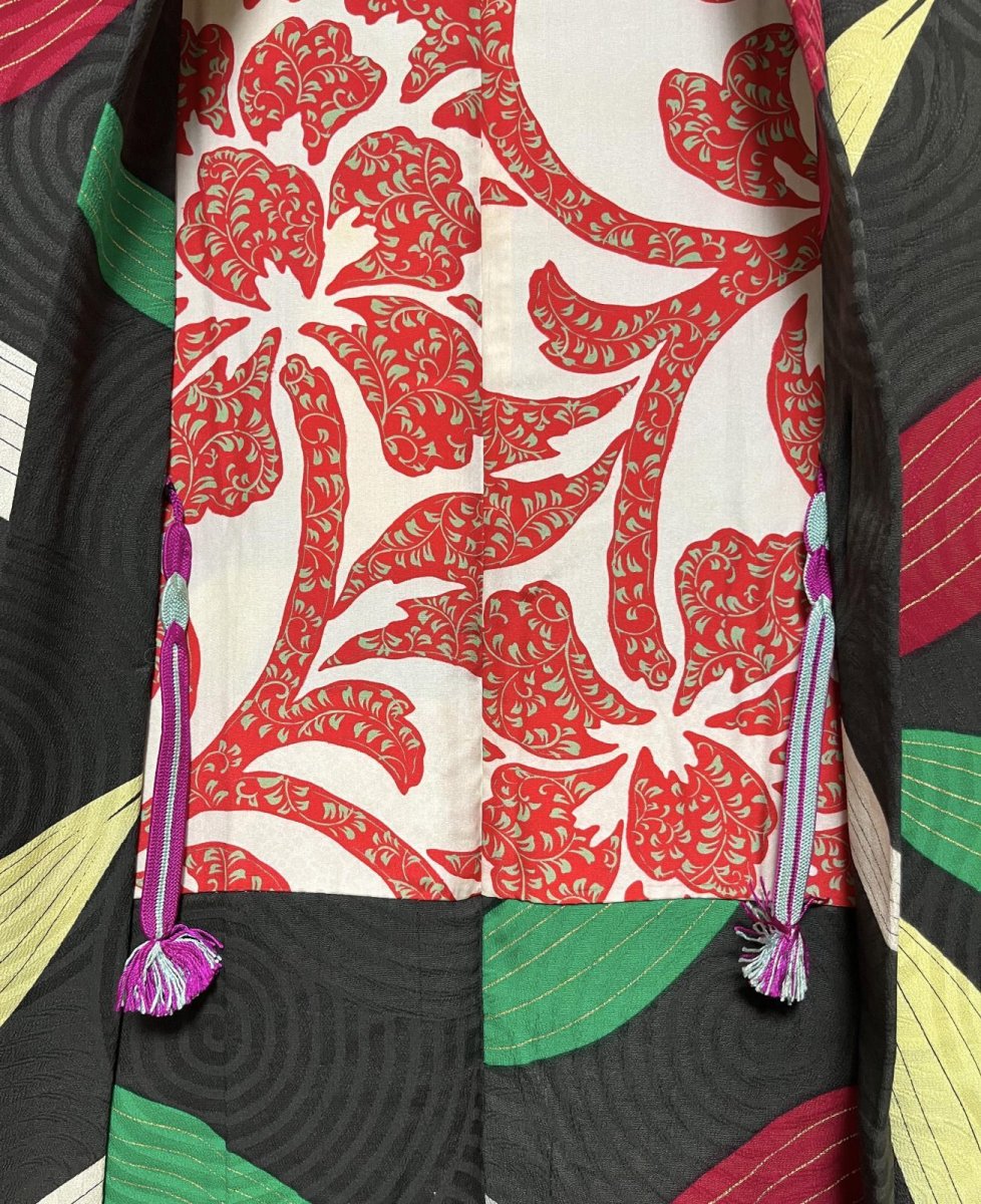 画像9: 正絹 / アンティーク 長羽織 / 笹の葉 / うずまきの地紋  (9)