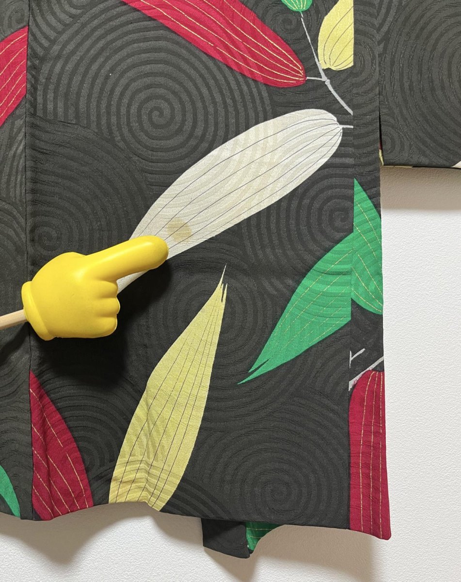 画像10: 正絹 / アンティーク 長羽織 / 笹の葉 / うずまきの地紋  (10)