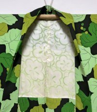 画像6: 正絹 / 羽織 / リーフ / 黒地にグリーン / 未使用品 (6)