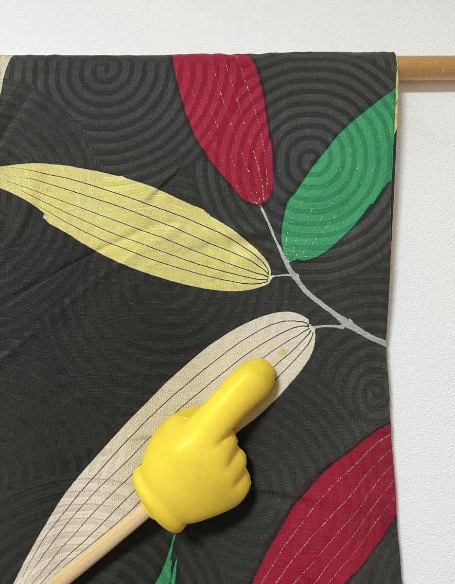 画像12: 正絹 / アンティーク 長羽織 / 笹の葉 / うずまきの地紋  (12)