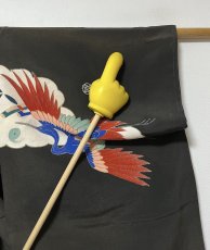 画像14: 正絹 / アンティーク 婚礼黒引き振袖 / 飛鶴 / 大波 / 瑞雲 / 宝尽くし / 広衿 (14)