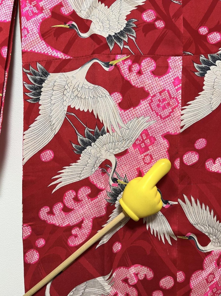 画像11: 正絹 / アンティーク 長襦袢 / 飛鶴 / 大波 / 松葉の地紋 / 錦紗 (11)