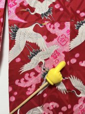 画像11: 正絹 / アンティーク 長襦袢 / 飛鶴 / 大波 / 松葉の地紋 / 錦紗 (11)