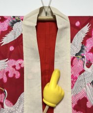 画像12: 正絹 / アンティーク 長襦袢 / 飛鶴 / 大波 / 松葉の地紋 / 錦紗 (12)