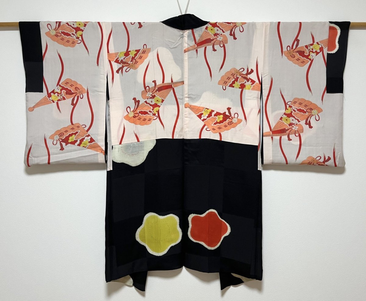 画像3: 正絹 / アンティーク 長羽織 / 絞り梅花 / 市松の地紋  (3)