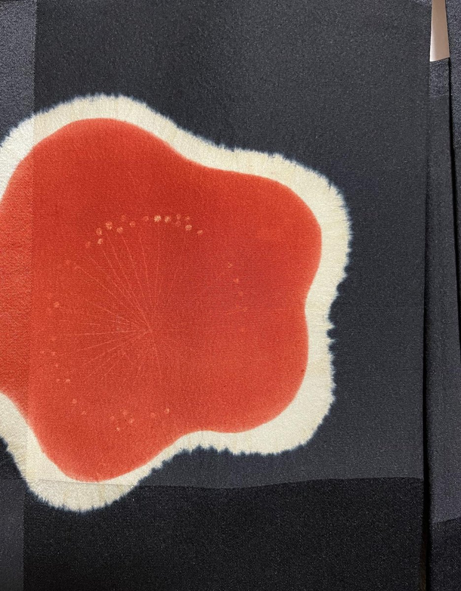 画像7: 正絹 / アンティーク 長羽織 / 絞り梅花 / 市松の地紋  (7)