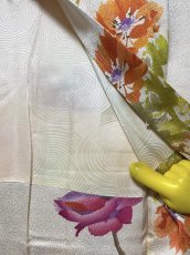 画像11: 正絹 / 羽織 / 水彩インクアート調 手描きの花模様 / ライトコーラル / 未使用品 (11)