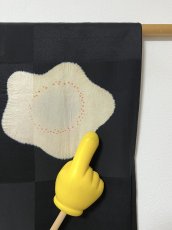 画像13: 正絹 / アンティーク 長羽織 / 絞り梅花 / 市松の地紋  (13)