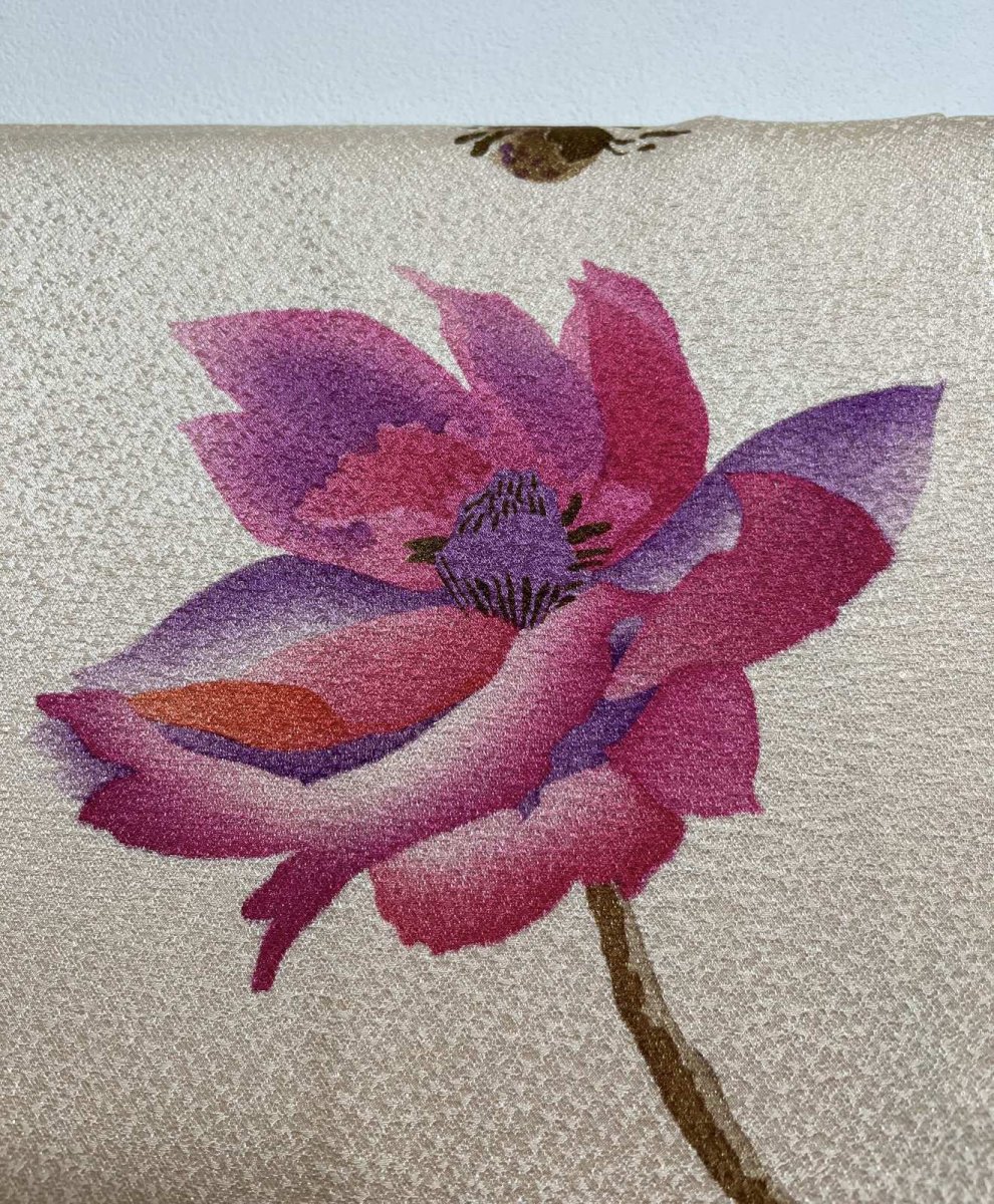 画像6: 正絹 / 羽織 / 水彩インクアート調 手描きの花模様 / ライトコーラル / 未使用品 (6)