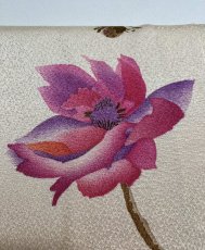 画像6: 正絹 / 羽織 / 水彩インクアート調 手描きの花模様 / ライトコーラル / 未使用品 (6)