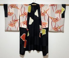 画像4: 正絹 / アンティーク 長羽織 / 絞り梅花 / 市松の地紋  (4)