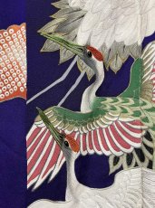 画像11: 正絹 / アンティーク 訪問着 / 飛鶴 / 刺繍入り / 広衿 / 濃紫 (11)