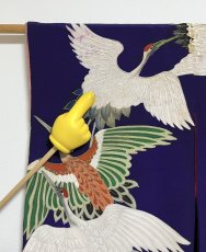 画像12: 正絹 / アンティーク 訪問着 / 飛鶴 / 刺繍入り / 広衿 / 濃紫 (12)