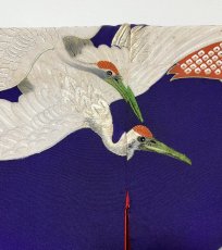 画像6: 正絹 / アンティーク 訪問着 / 飛鶴 / 刺繍入り / 広衿 / 濃紫 (6)