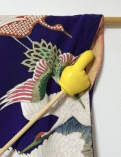 画像14: 正絹 / アンティーク 訪問着 / 飛鶴 / 刺繍入り / 広衿 / 濃紫 (14)