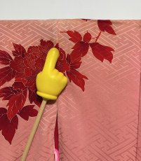 画像11: 正絹 / アンティーク 羽織 / 牡丹 / 紗綾形 / 手刺繍 / コーラル (11)