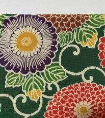 画像5: 正絹 / 羽織 / 菊花 / 唐草 / グリーン / 縮緬 (5)