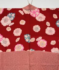 画像9: 正絹 / アンティーク 羽織 / 牡丹 / 紗綾形 / 手刺繍 / コーラル (9)