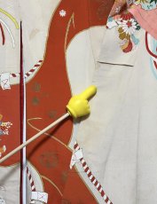 画像16: 正絹 / アンティーク 振袖 / 幔幕 / 宝尽くし / 扇 / 飛鶴 / 刺繍 / 広衿 (16)