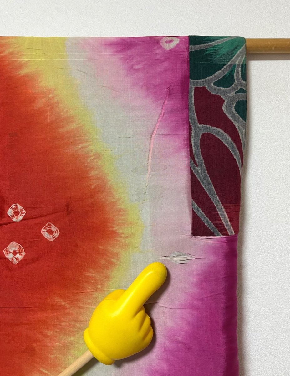 画像14: 交織 / アンティーク 長羽織 / 銘仙 / 菊花 (14)