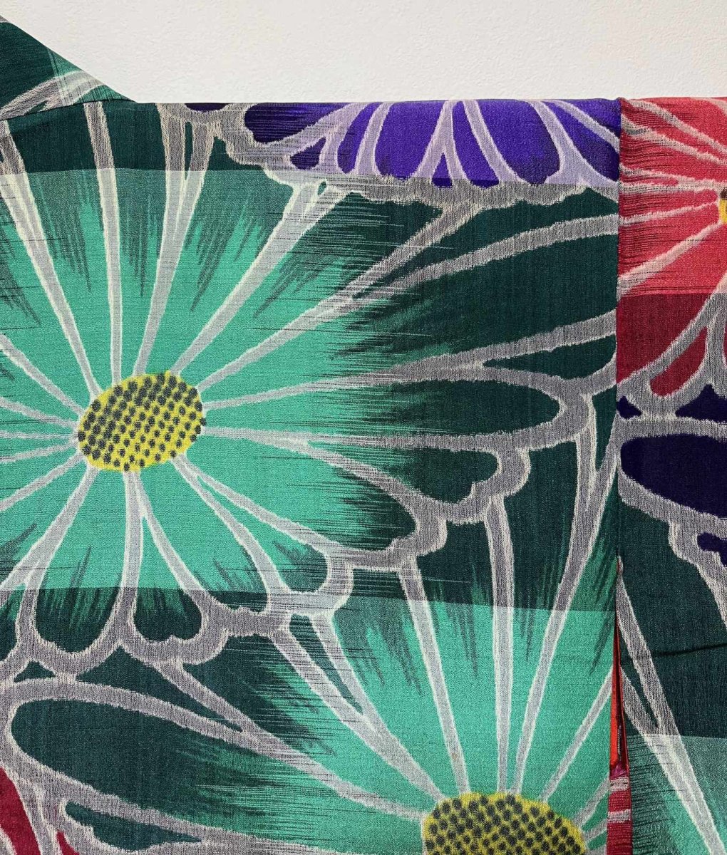 画像6: 交織 / アンティーク 長羽織 / 銘仙 / 菊花 (6)