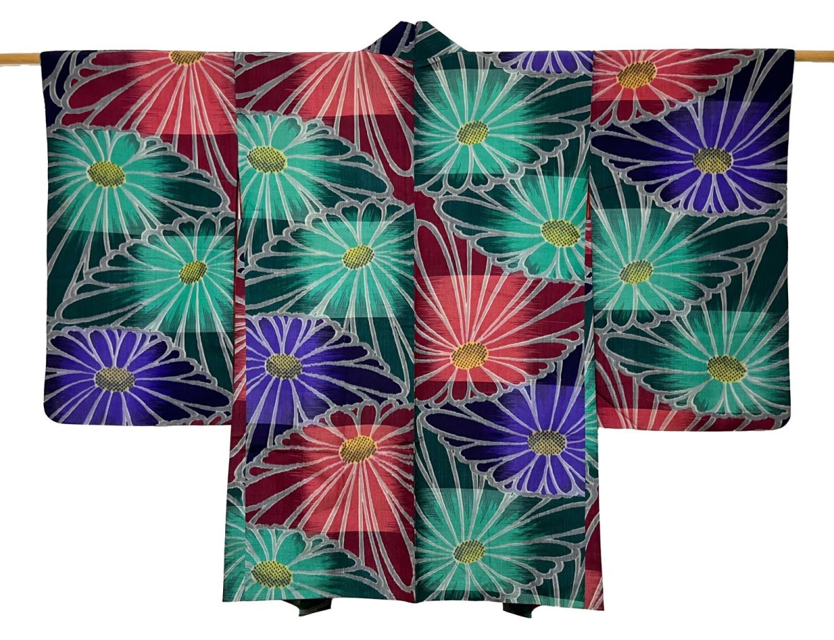 画像1: 交織 / アンティーク 長羽織 / 銘仙 / 菊花 (1)