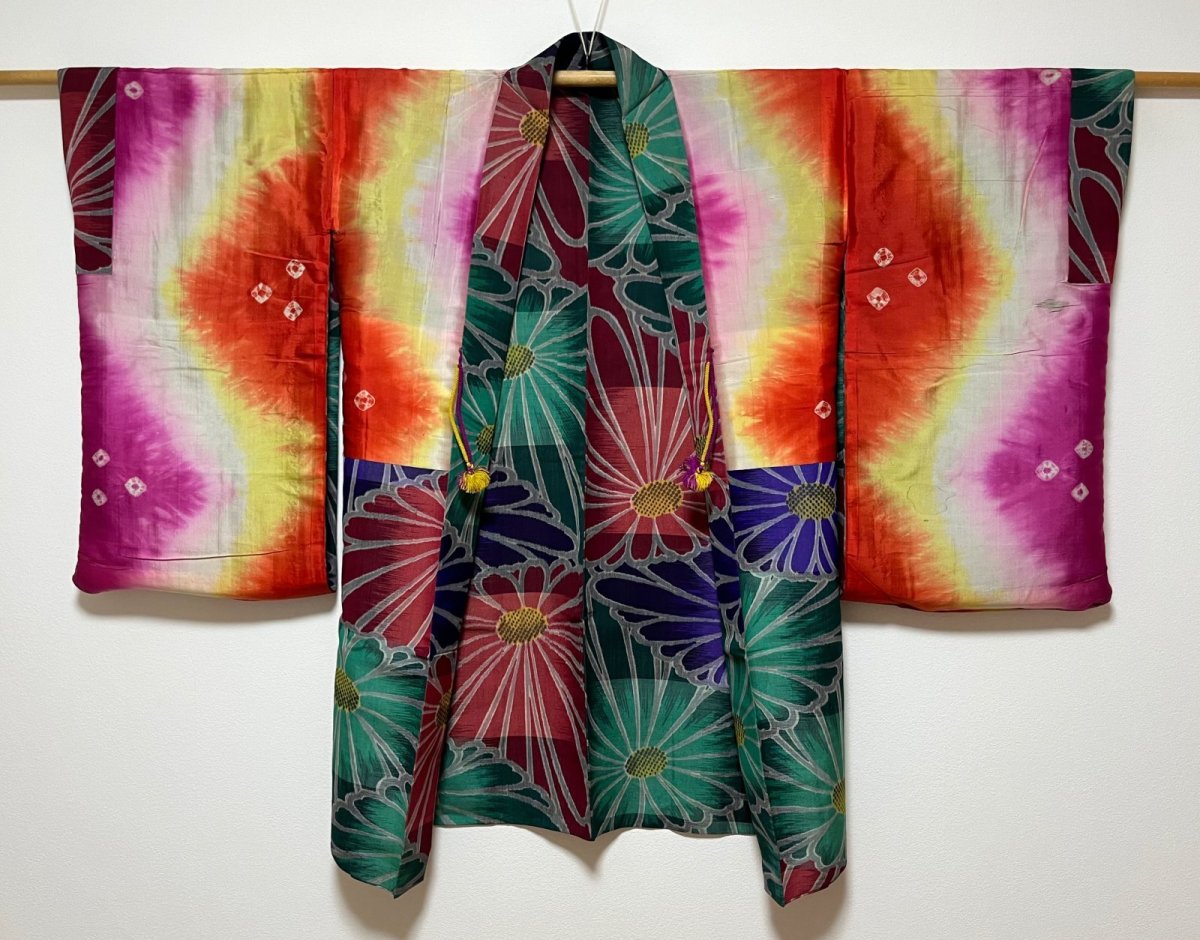 画像4: 交織 / アンティーク 長羽織 / 銘仙 / 菊花 (4)