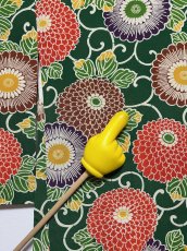 画像9: 正絹 / 羽織 / 菊花 / 唐草 / グリーン / 縮緬 (9)