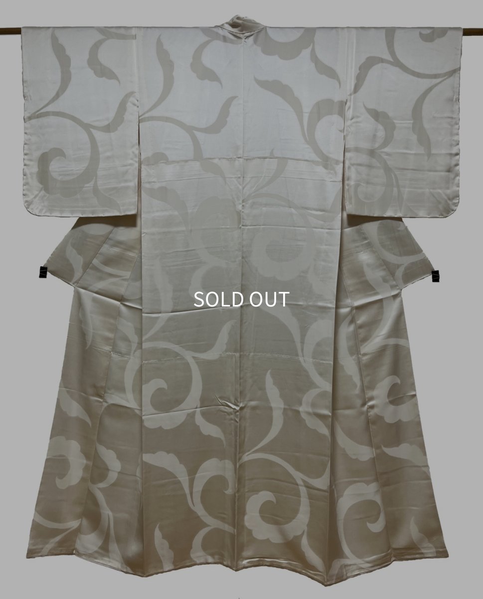 画像1: 正絹 小紋 / 洋風唐草 / ホワイト  (1)