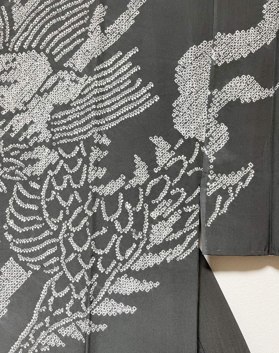 画像6: 正絹 / 男物 長襦袢 / 龍 / 波 / 絞り染め / グレー (6)