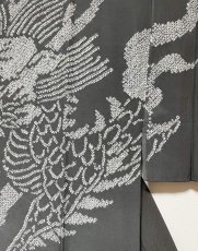 画像6: 正絹 / 男物 長襦袢 / 龍 / 波 / 絞り染め / グレー (6)