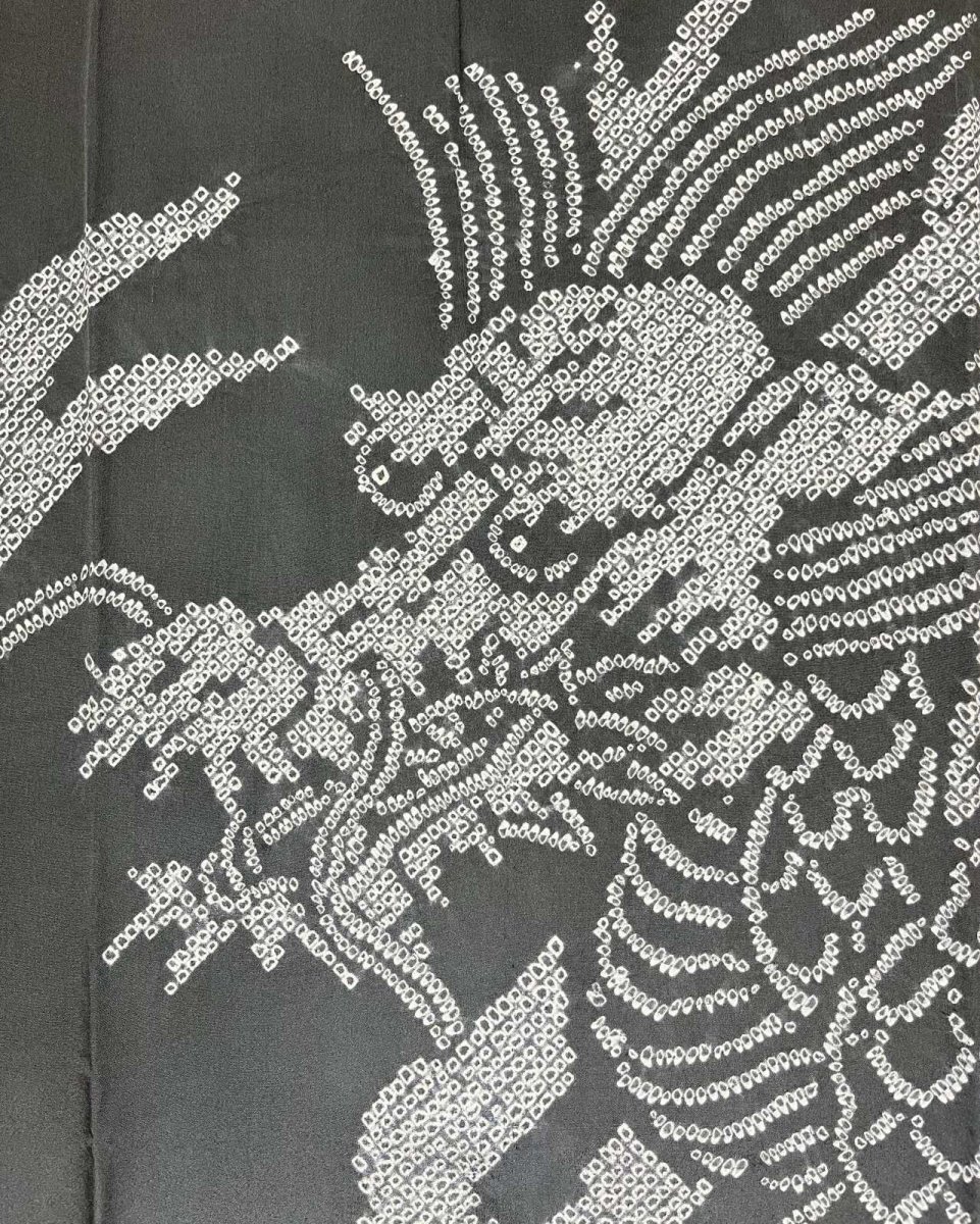 画像5: 正絹 / 男物 長襦袢 / 龍 / 波 / 絞り染め / グレー (5)