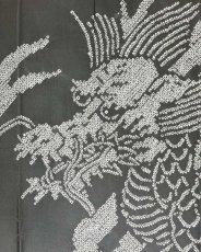画像5: 正絹 / 男物 長襦袢 / 龍 / 波 / 絞り染め / グレー (5)