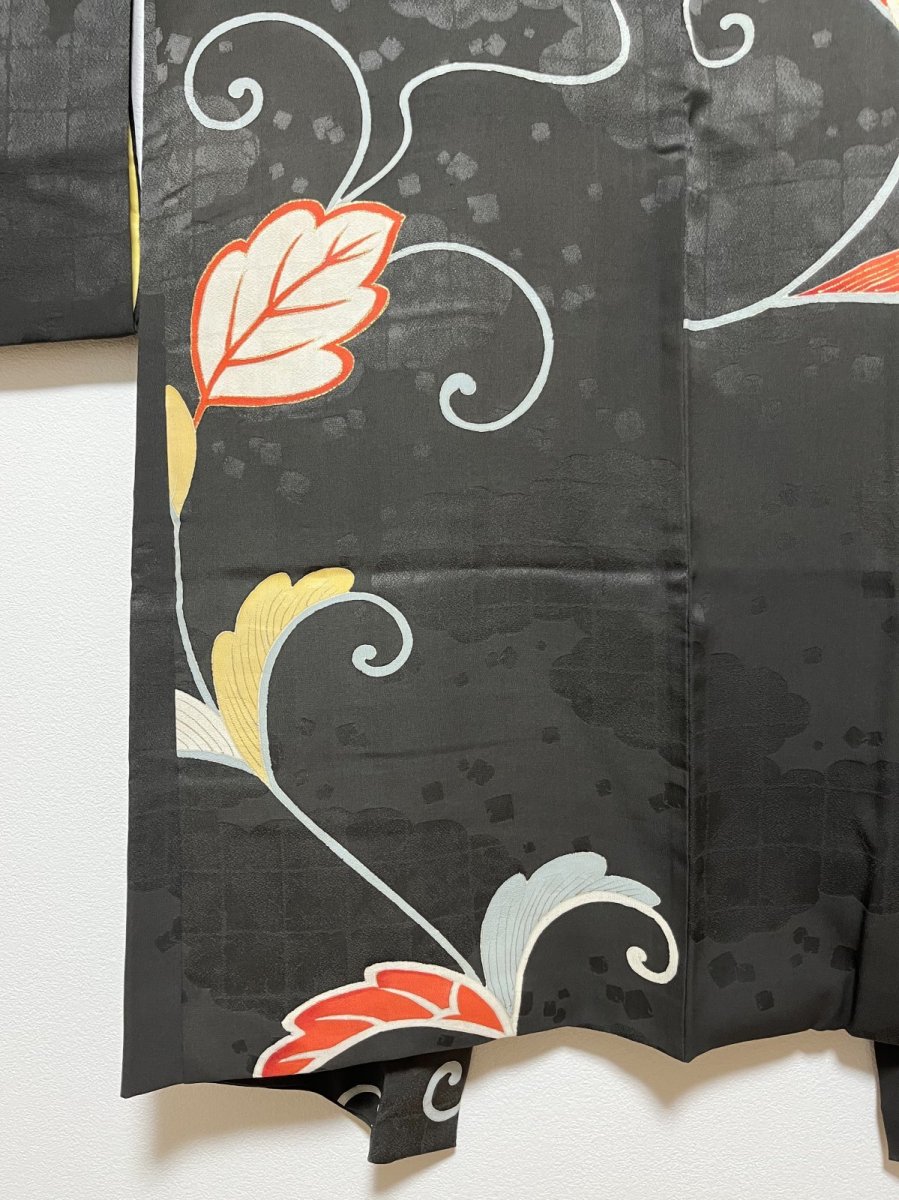 画像8: 正絹 / アンティーク 長羽織 / 桐 / 瑞雲の地紋 (8)