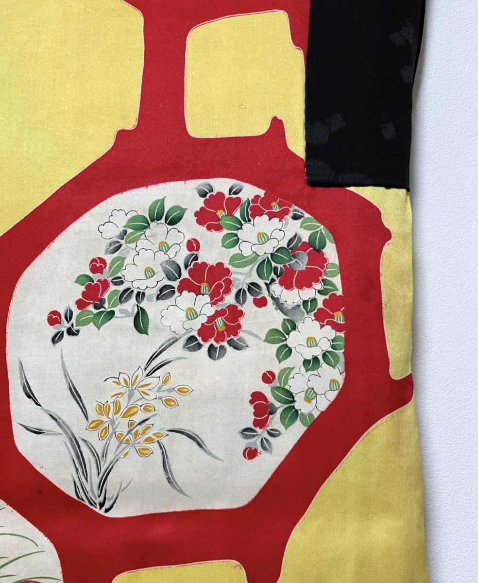 画像12: 正絹 / アンティーク 長羽織 / 桐 / 瑞雲の地紋 (12)