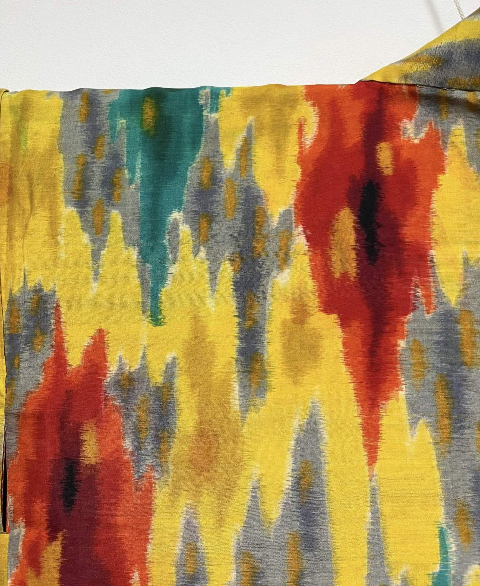 画像5: 正絹 / アンティーク 羽織 / 銘仙 / イエロー (5)